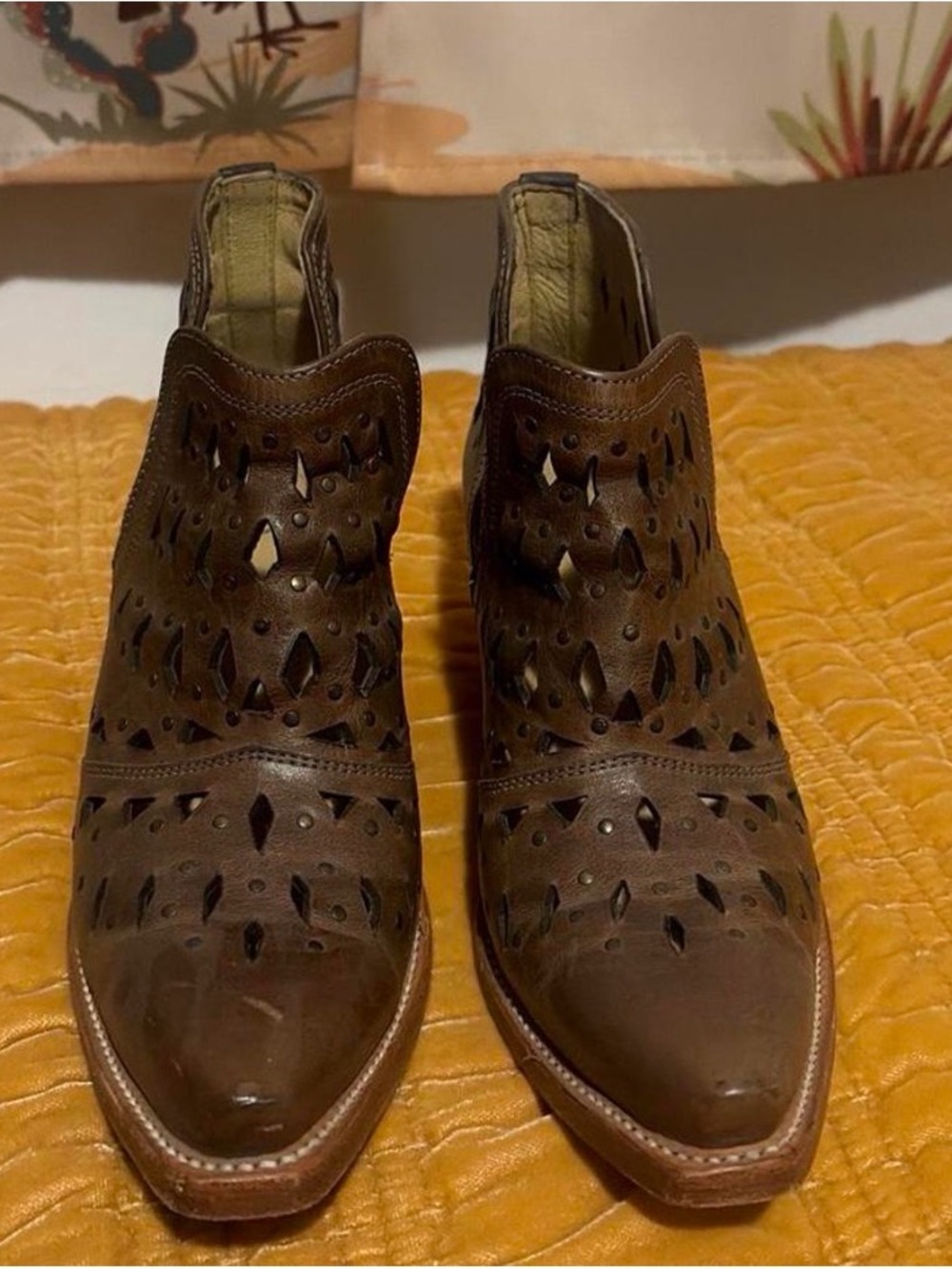 Ariat Brown Laser-Cut Leather Ankle Booties